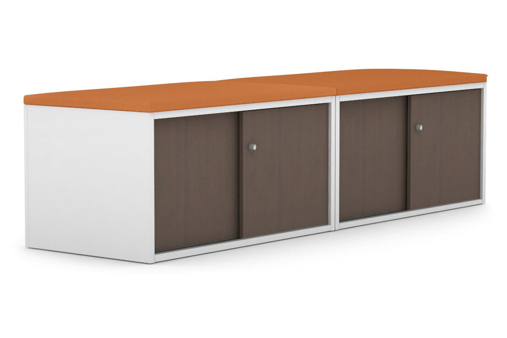Uniform Low Sliding 4 Door Credenza - Top Cushion-wenge squash orange 