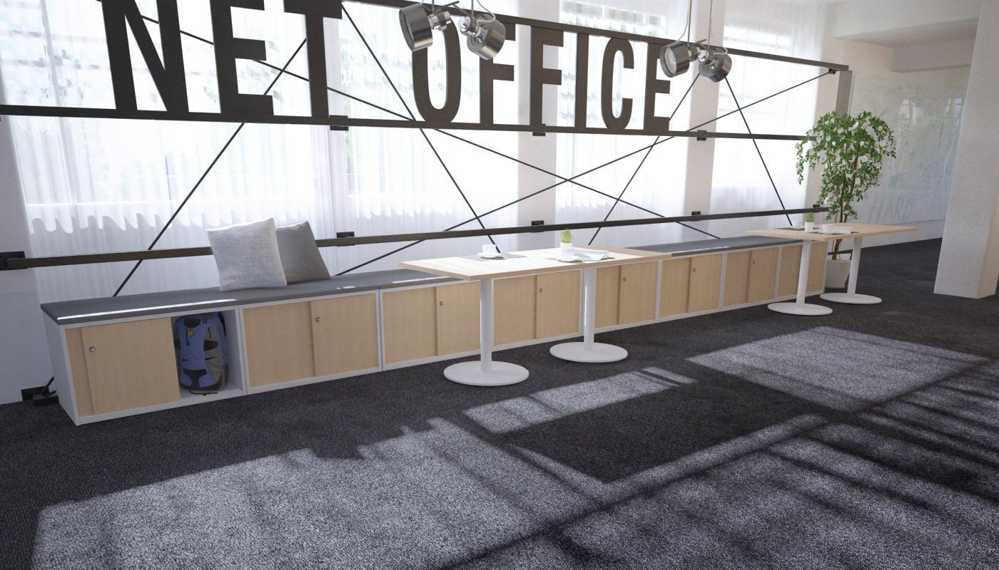 Uniform Low Sliding 4 Door Credenza - Top Cushion Jasonl 