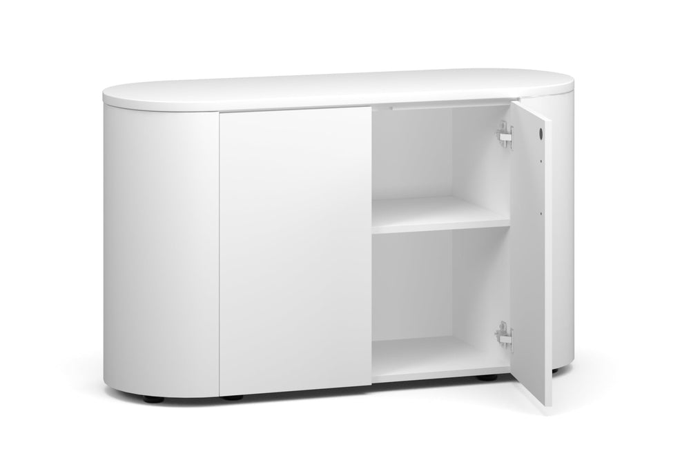 Uniform Lux Curved Storage 2 Door Cupboard-white white push open
