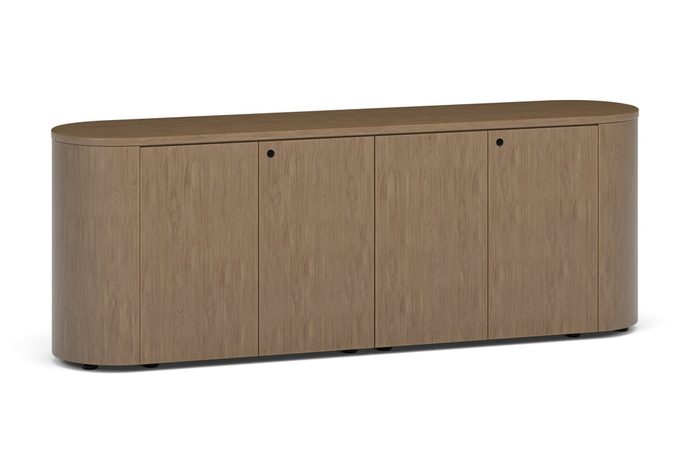 Uniform Lux Curved Storage 4 Door Cupboard-black black wood grain black