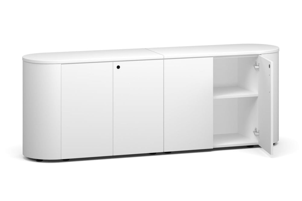 Uniform Lux Curved Storage 4 Door Cupboard-white white push open
