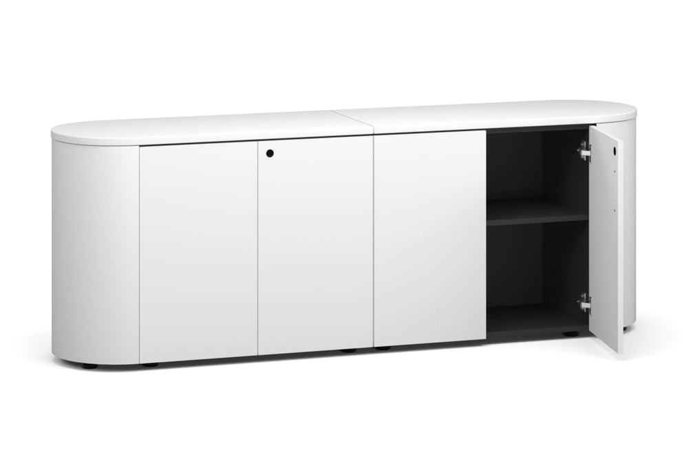 Uniform Lux Curved Storage 4 Door Cupboard-black white push open