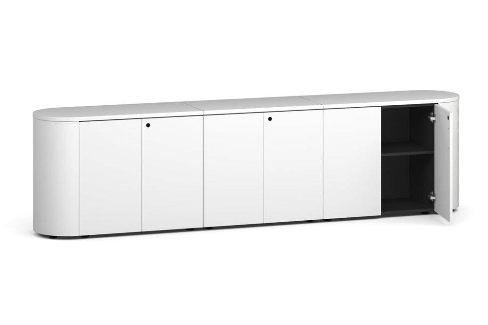 Uniform Lux Curved Storage 6 Door Cupboard-black white push open