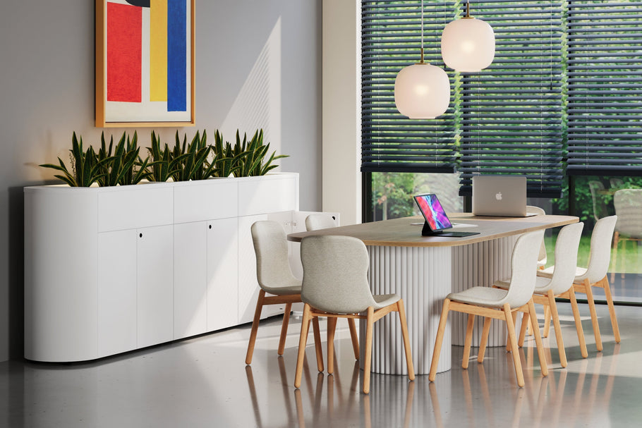 Environmental image of Uniform Lux Curved Storage with Planter Box 2 Door Cupboard