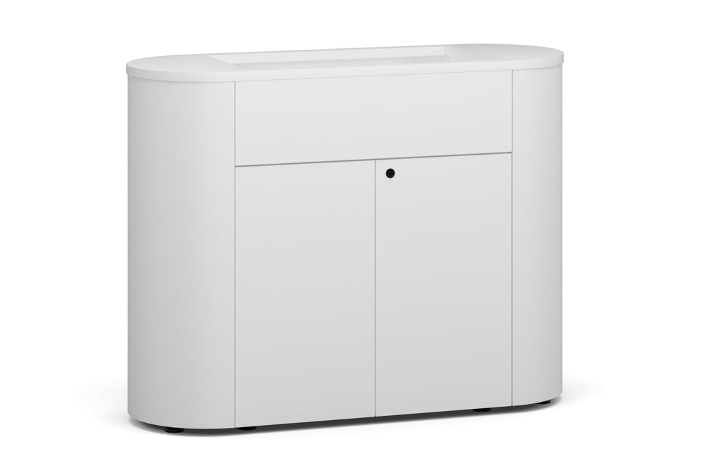 Uniform Lux Curved Storage with Planter Box 2 Door Cupboard-black black wood grain black