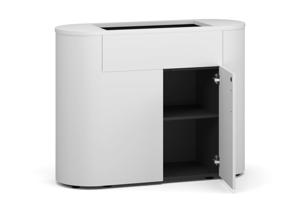 Uniform Lux Curved Storage with Planter Box 2 Door Cupboard-black white push open