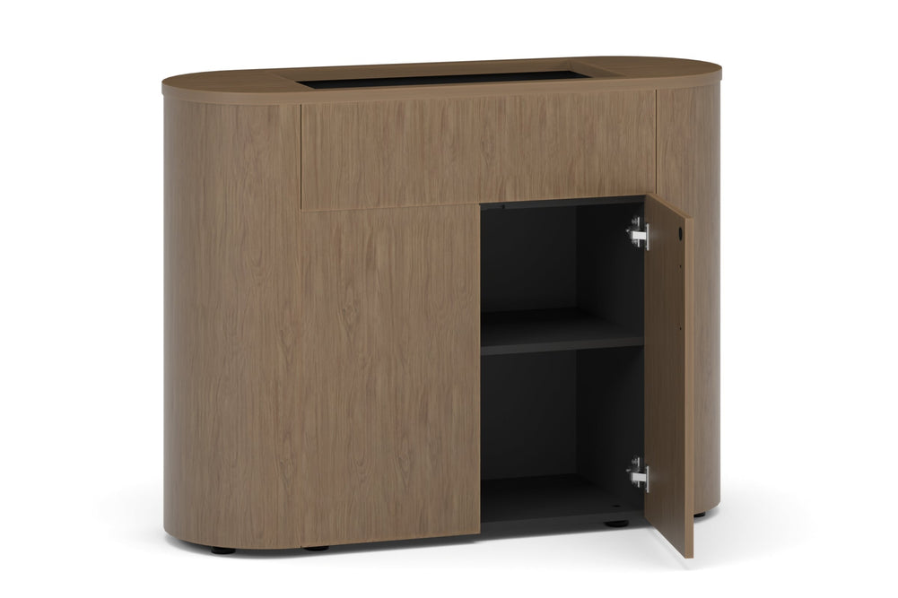 Uniform Lux Curved Storage with Planter Box 2 Door Cupboard-black salvage oak push open