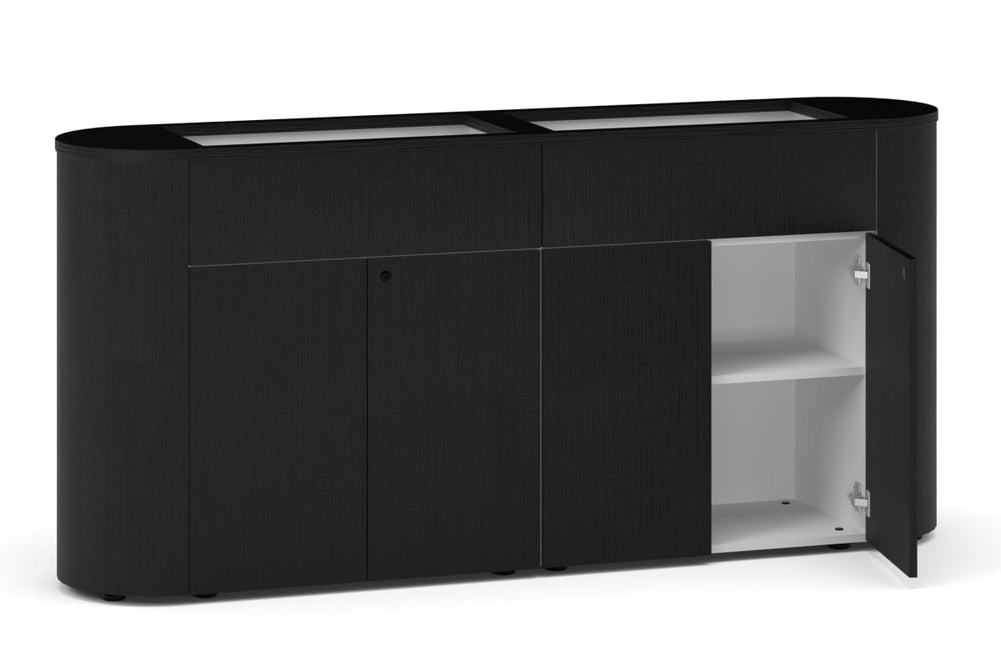 Uniform Lux Curved Storage with Planter Box 4 Door Cupboard-white black wood grain push open