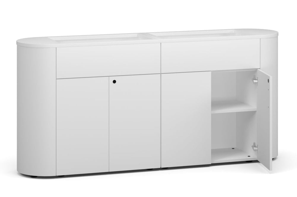 Uniform Lux Curved Storage with Planter Box 4 Door Cupboard-white white push open