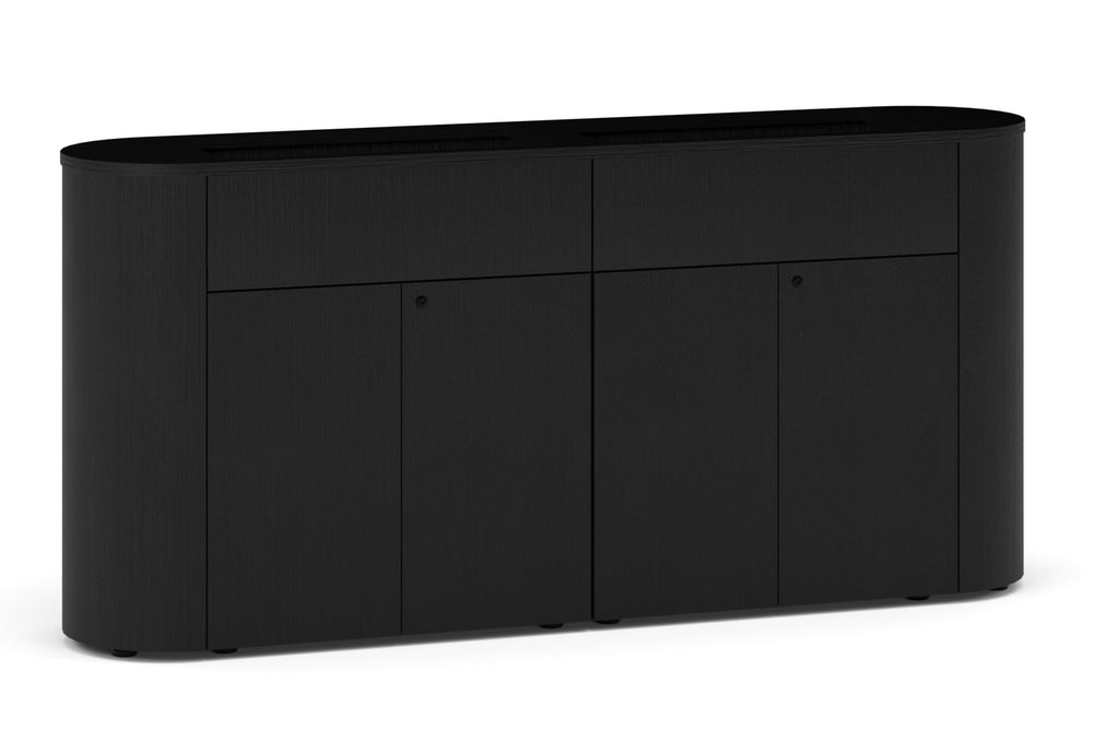 Uniform Lux Curved Storage with Planter Box 4 Door Cupboard-black black wood grain black