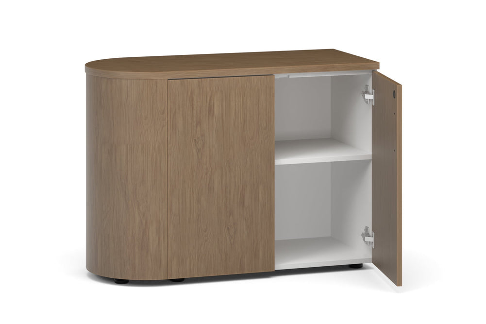 Uniform Lux Half Curved Storage 2 Door Cupboard-white salvage oak push open