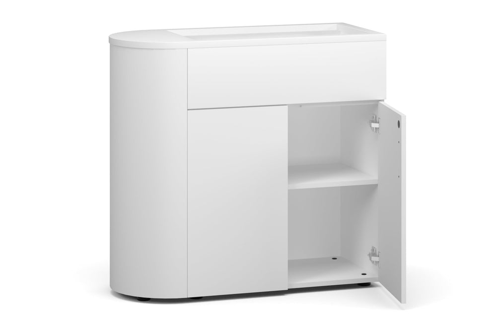 Uniform Lux Half Curved Storage with Planter Box 2 Door Cupboard-white white push open