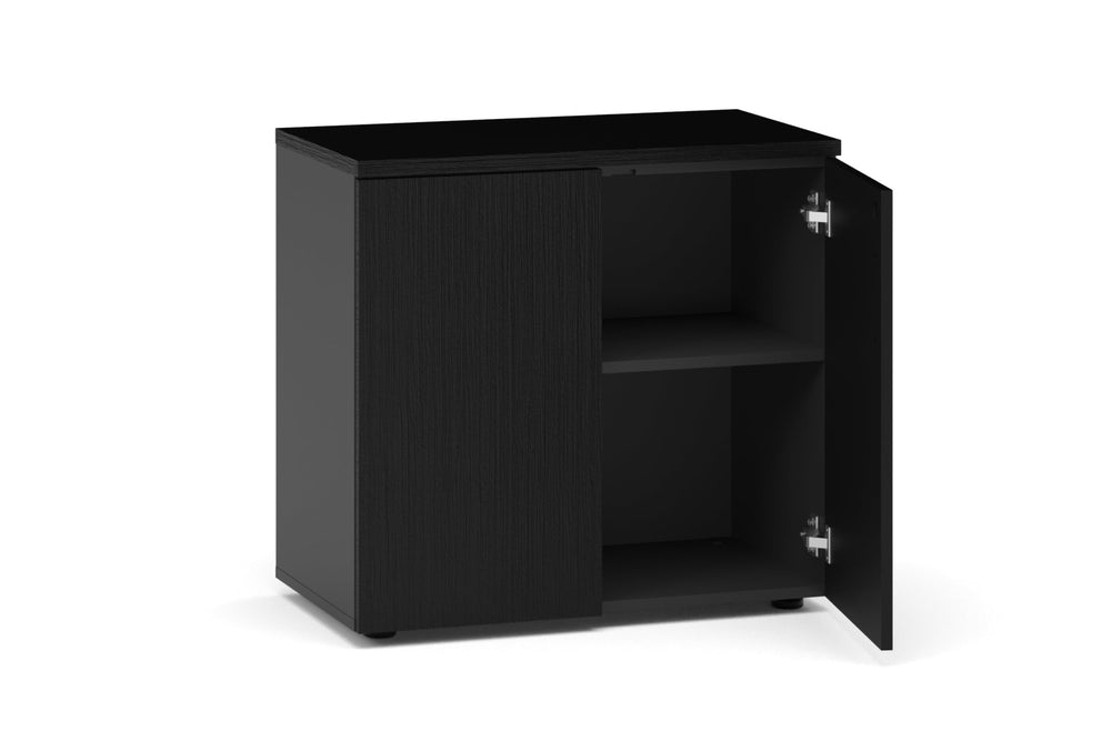 Uniform Lux Storage 2 Door Cupboard-black black wood grain push open