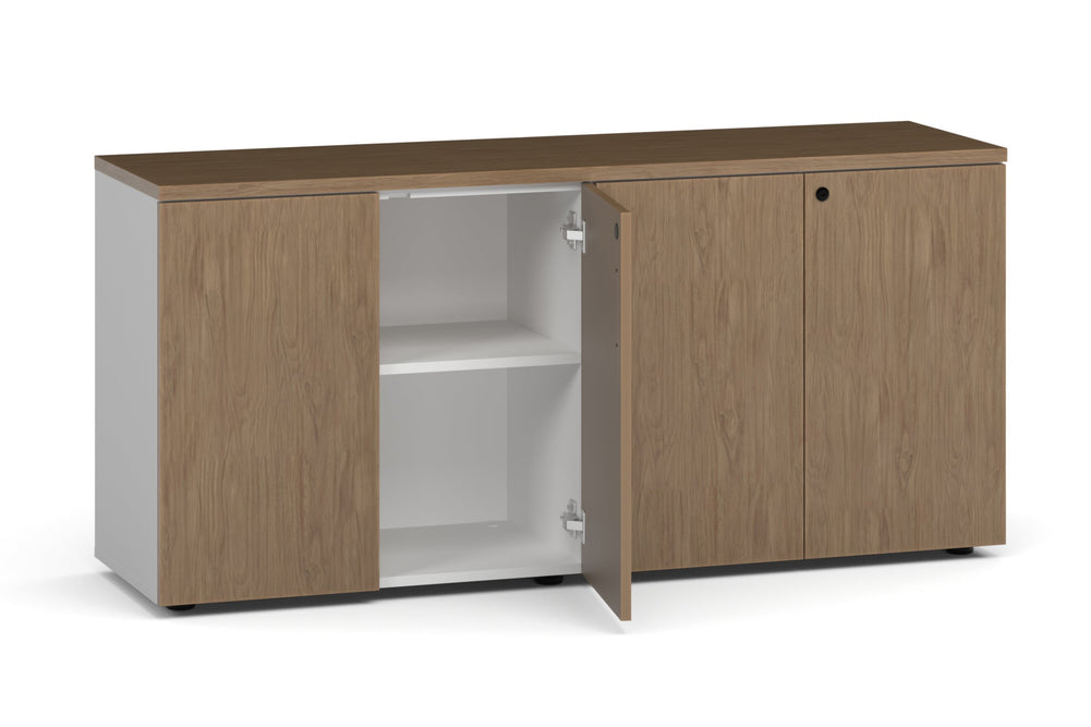 Uniform Lux Storage 4 Door Cupboard-white carcass salvage oak push open handle