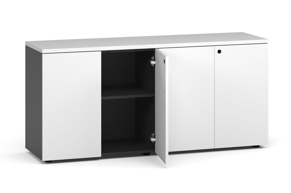 Uniform Lux Storage 4 Door Cupboard-black carcass white push open handle