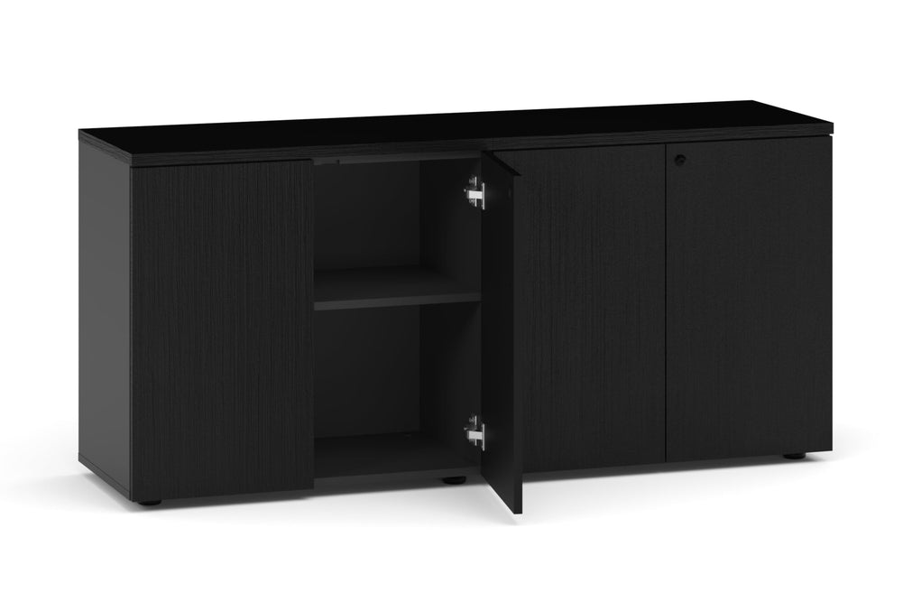 Uniform Lux Storage 4 Door Cupboard-black black wood grain push open