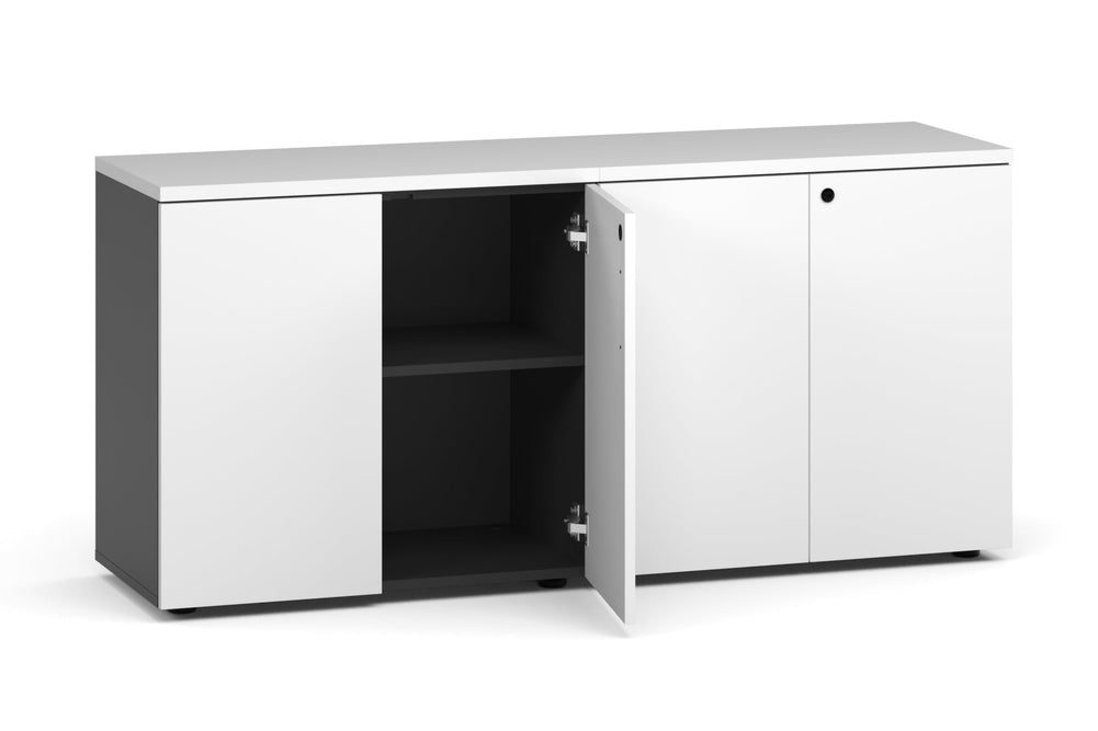 Uniform Lux Storage 4 Door Cupboard-black white push open