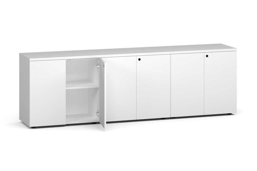Uniform Lux Storage 6 Door Cupboard-white carcass white push open handle