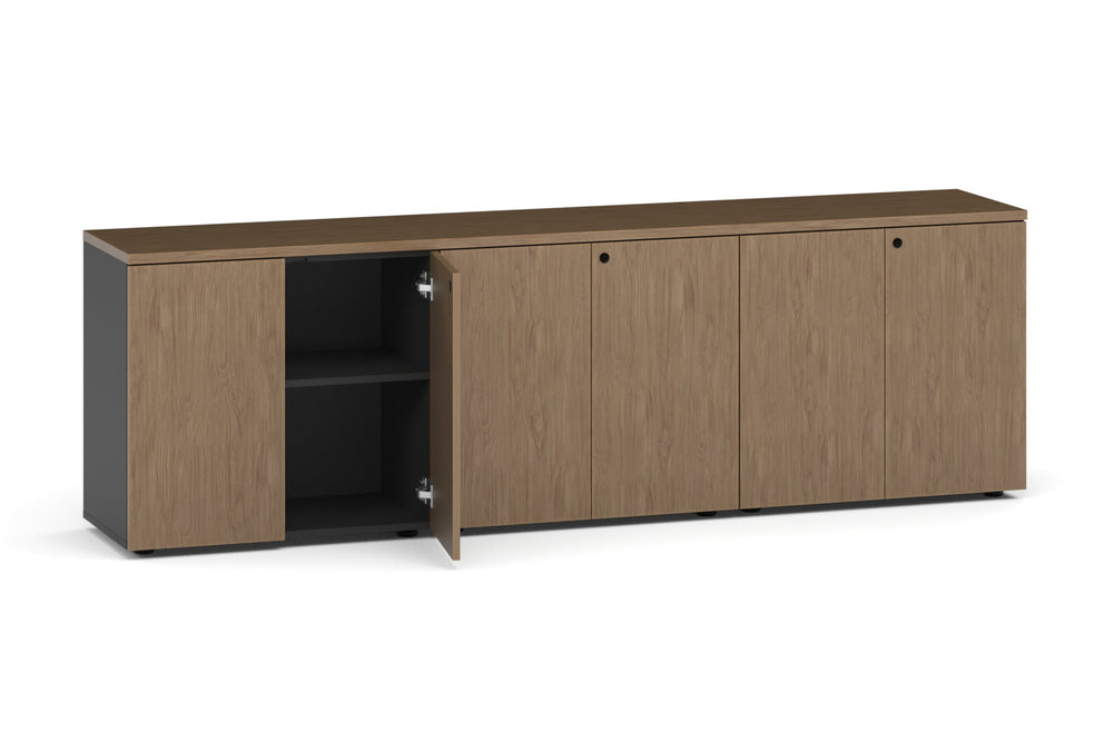 Uniform Lux Storage 6 Door Cupboard-black carcass salvage oak push open handle