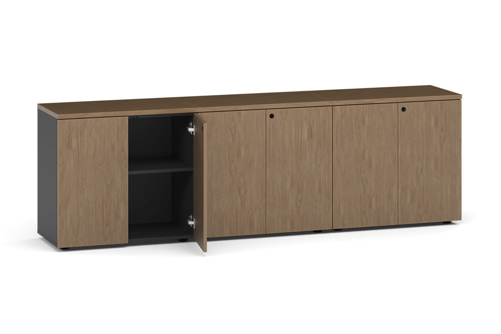 Uniform Lux Storage 6 Door Cupboard-black carcass salvage oak push open handle