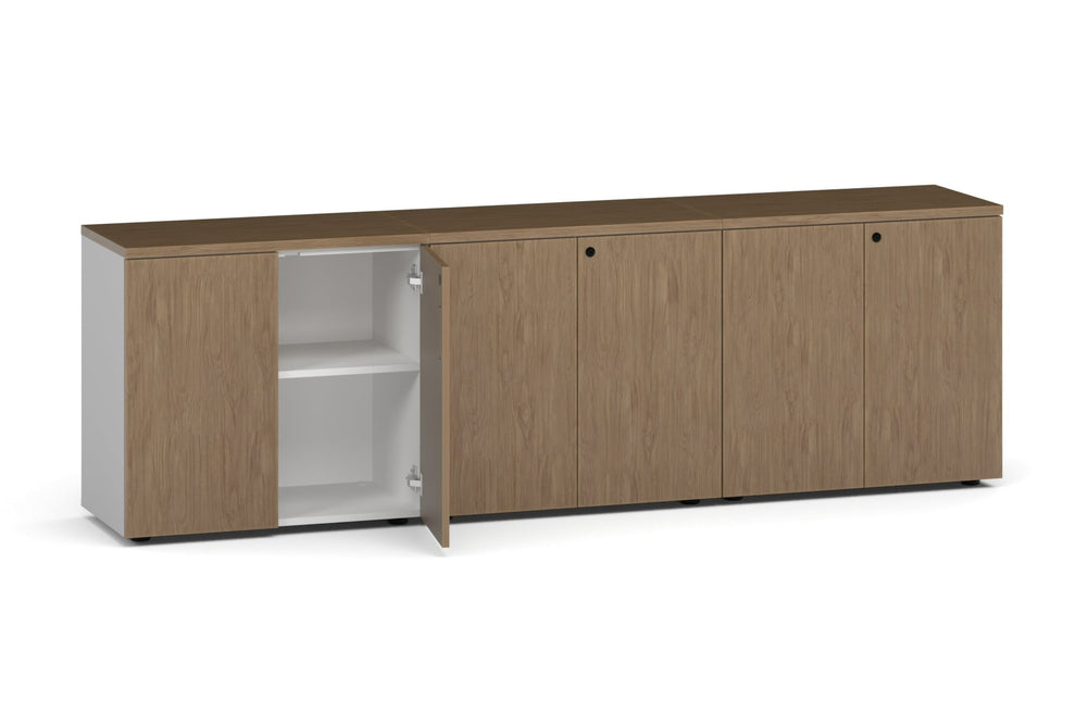 Uniform Lux Storage 6 Door Cupboard-white carcass salvage oak push open handle