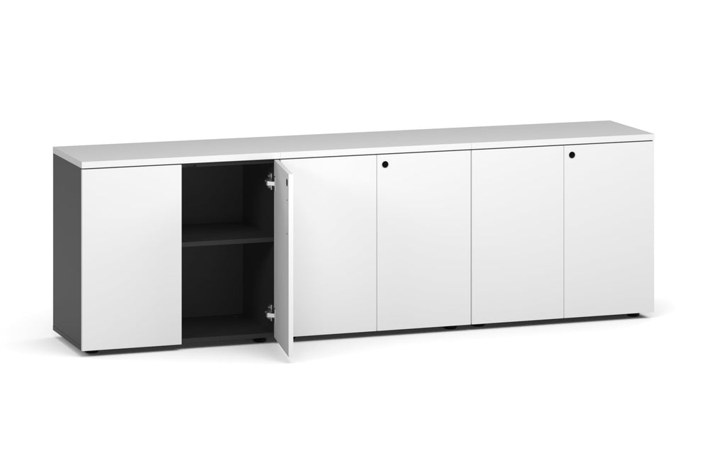 Uniform Lux Storage 6 Door Cupboard-black carcass white push open handle
