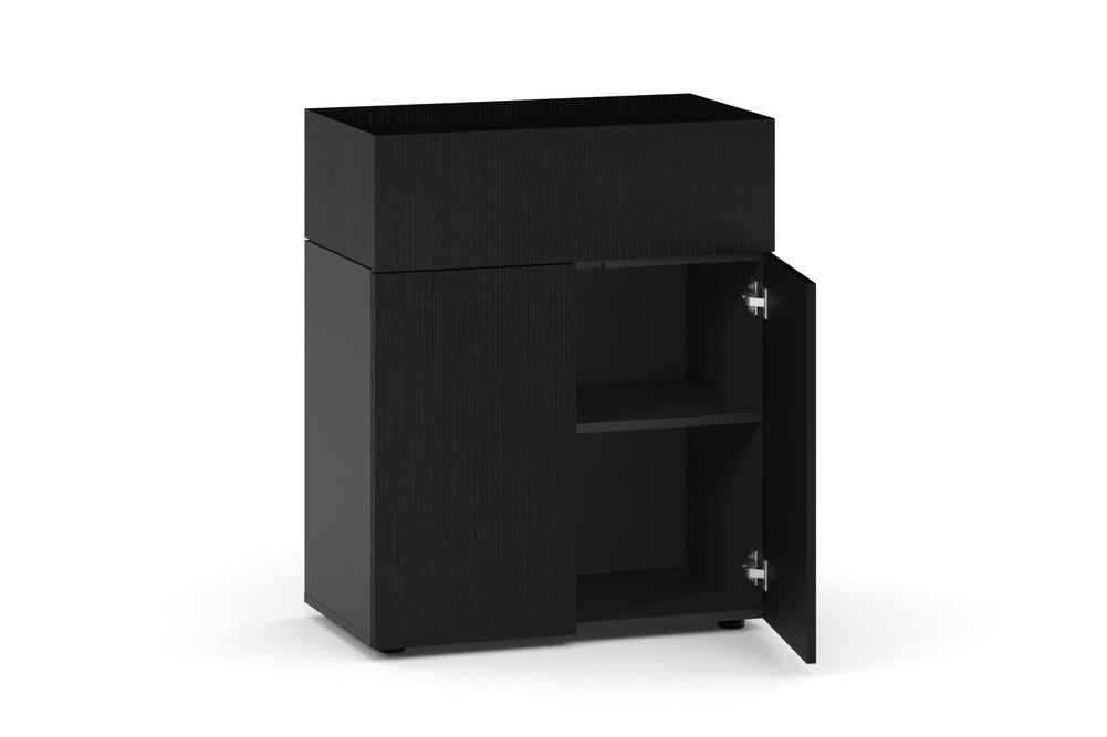 Uniform Lux Storage with Planter Box 2 Door Cupboard-black black wood grain push open