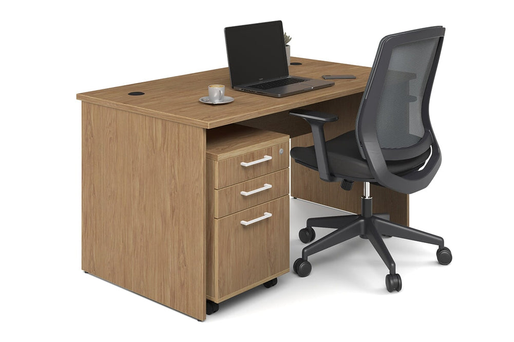 Uniform Panel Office Desk [1200W x 750H x 700D]-salvage oak white metal 
