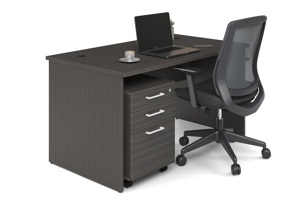 Uniform Panel Office Desk [1200W x 750H x 700D]-dark oak white metal 