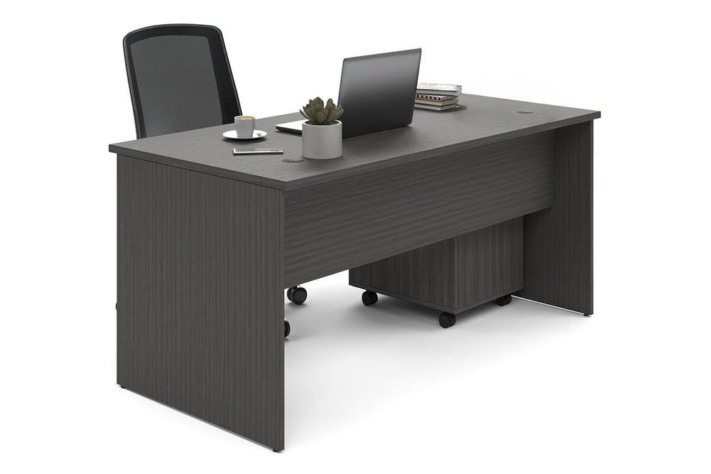 Uniform Panel Office Desk [1600W x 750H x 700D]-dark oak dark oak laminate 