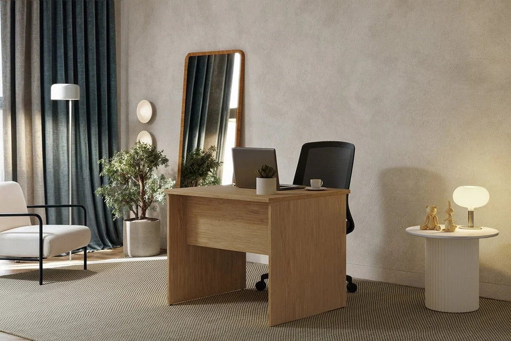 Uniform Panel Office Desk [900W x 750H x 600D]-dark oak  