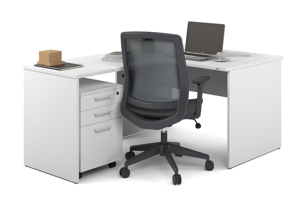 Uniform Panel Return Desk [1200L x 1600W]-white white metal 