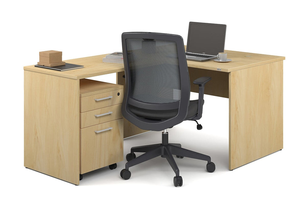 Uniform Panel Return Desk [1200L x 1600W]-maple white metal 