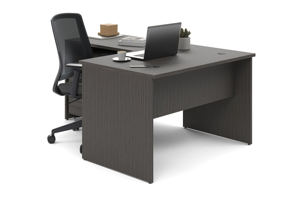 Uniform Panel Return Desk [1200L x 1600W]-dark oak dark oak laminate 