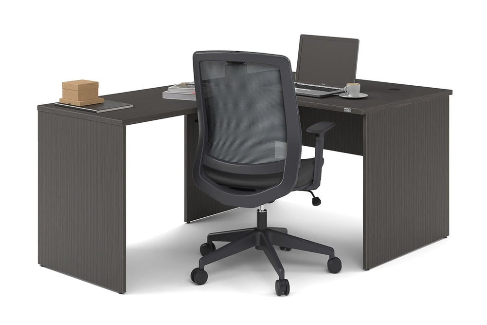 Uniform Panel Return Desk [1200L x 1600W]-dark oak none 