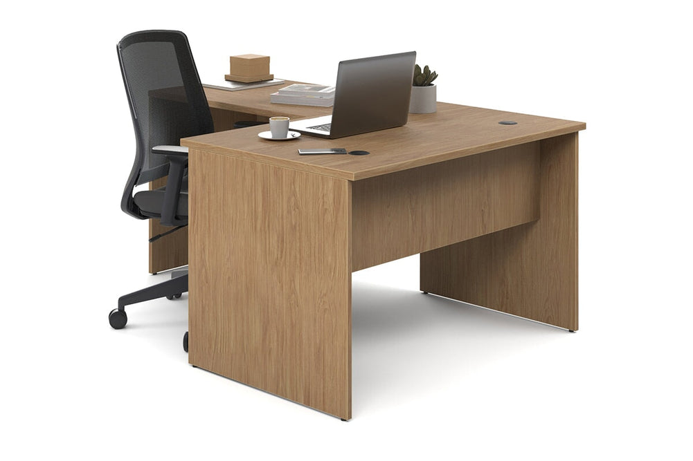 Uniform Panel Return Desk [1200L x 1600W]-dark oak dark oak laminate 