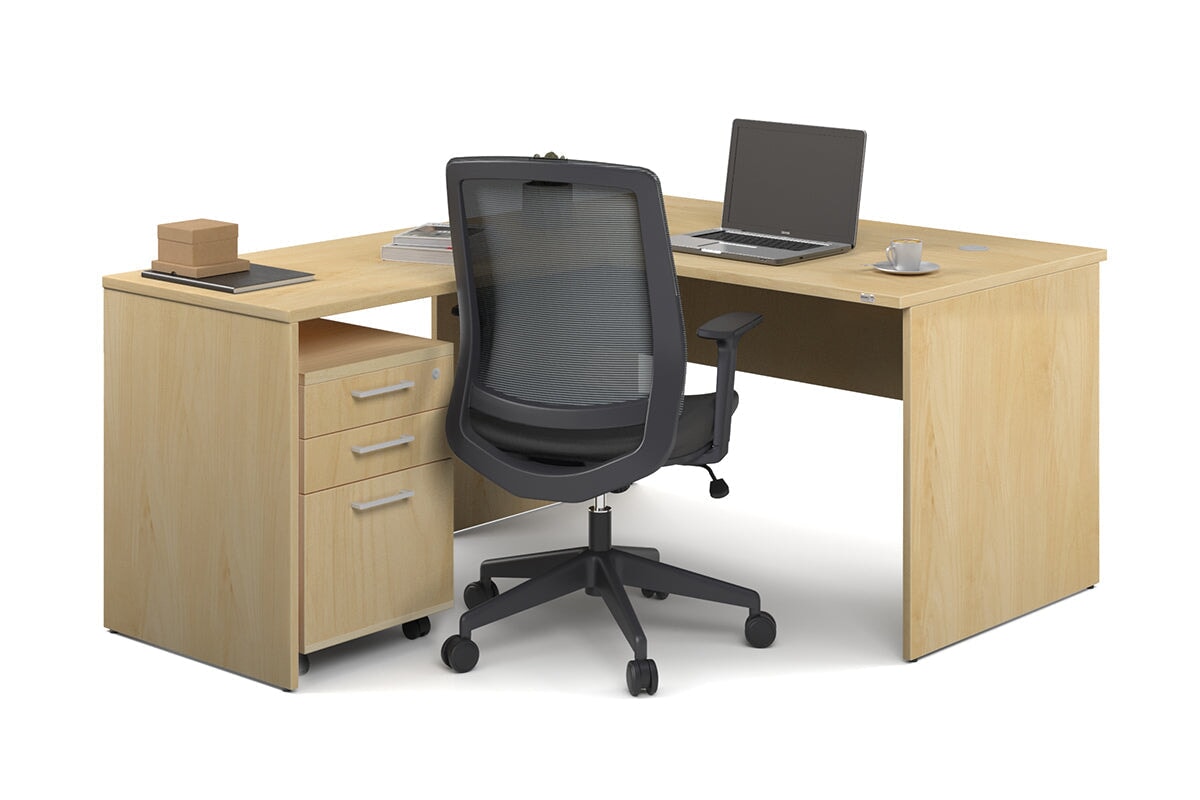 Uniform Panel Return Desk [1400L x 1600W] Jasonl maple white metal 