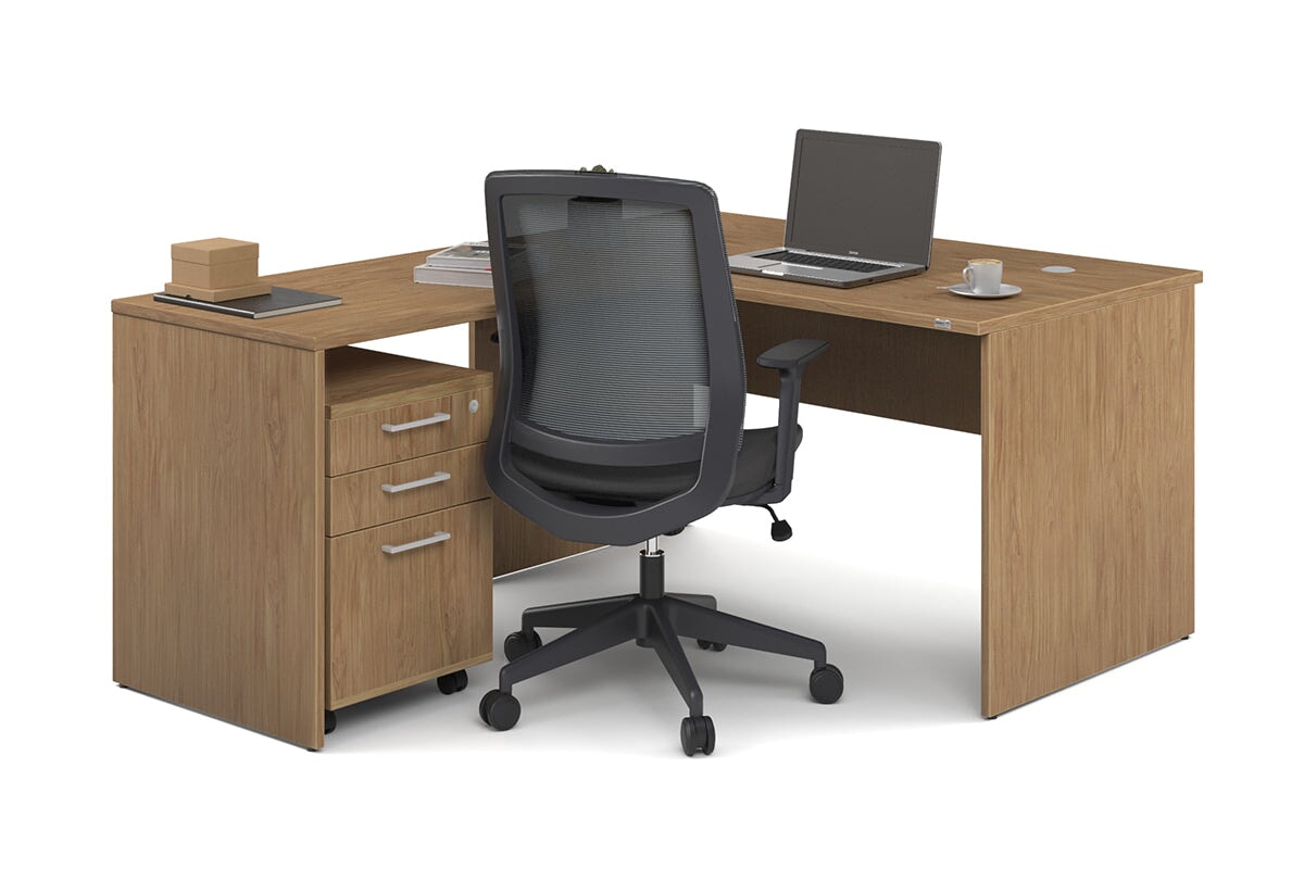 Uniform Panel Return Desk [1400L x 1600W] Jasonl salvage oak white metal 