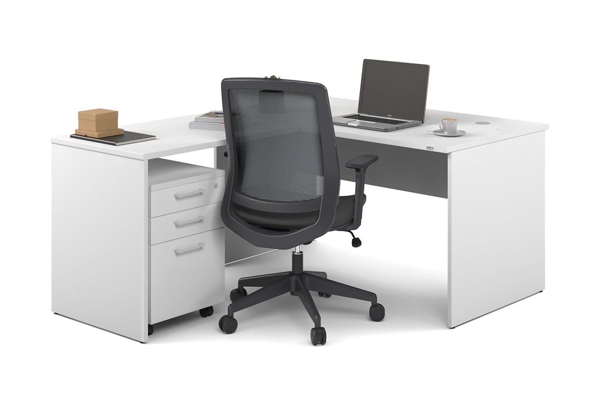 Uniform Panel Return Desk [1400L x 1600W] Jasonl white white metal 