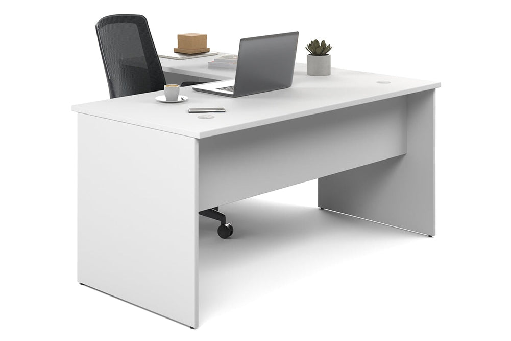 Uniform Panel Return Desk [1600L x 1600W]-dark oak dark oak laminate 