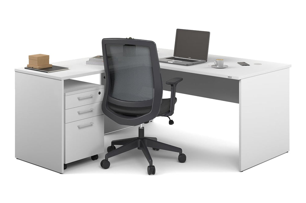 Uniform Panel Return Desk [1600L x 1600W]-white white metal 