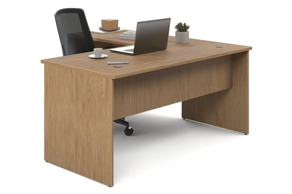 Uniform Panel Return Desk [1600L x 1600W]-dark oak dark oak laminate 
