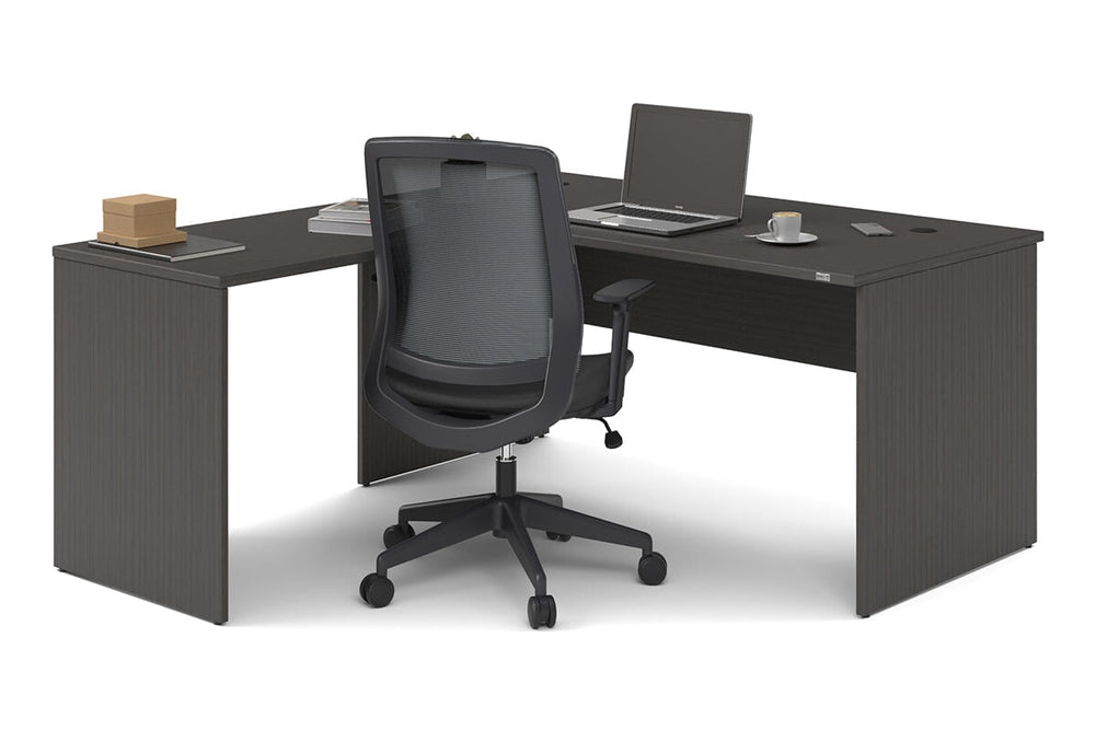Uniform Panel Return Desk [1600L x 1600W]-dark oak none 