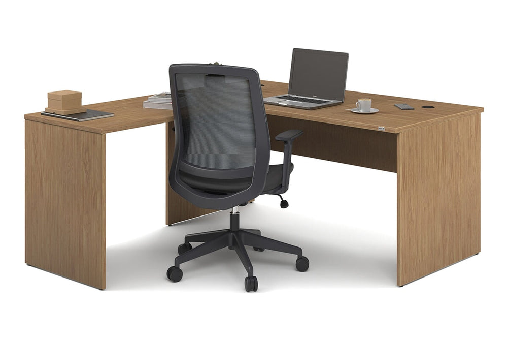 Uniform Panel Return Desk [1600L x 1600W]-salvage oak none 