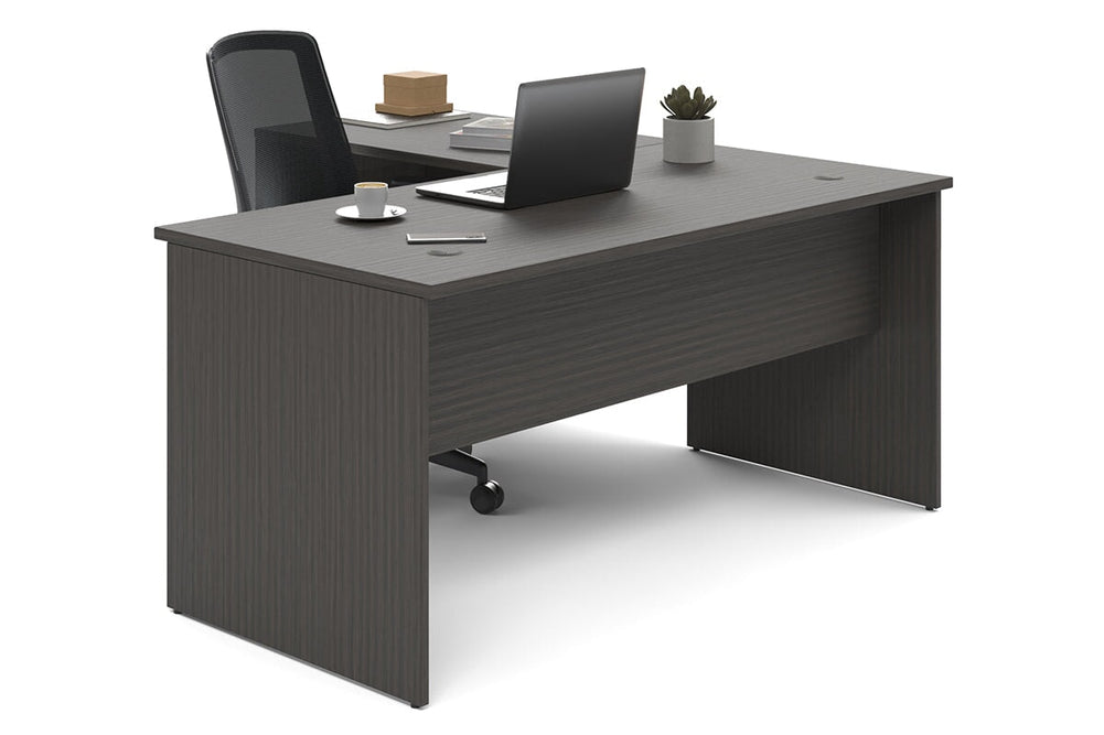 Uniform Panel Return Desk [1600L x 1600W]-dark oak dark oak laminate 