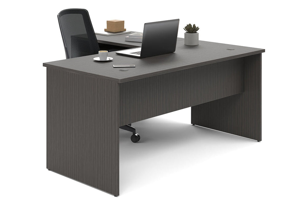 Uniform Panel Return Desk [1600L x 1600W]-dark oak dark oak laminate 