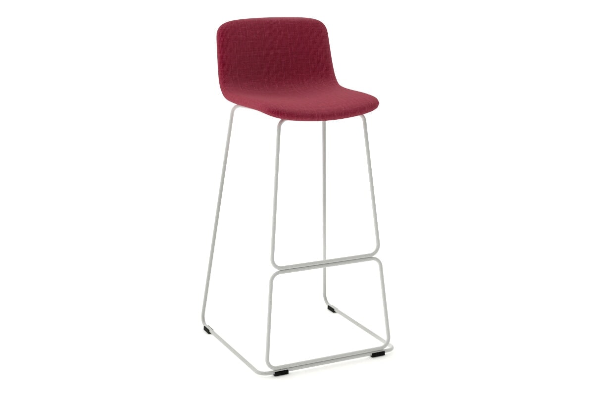 Wave Fabric Bar and Counter Stool Sled Base - 760mm Seat Height Jasonl white leg burgundy 