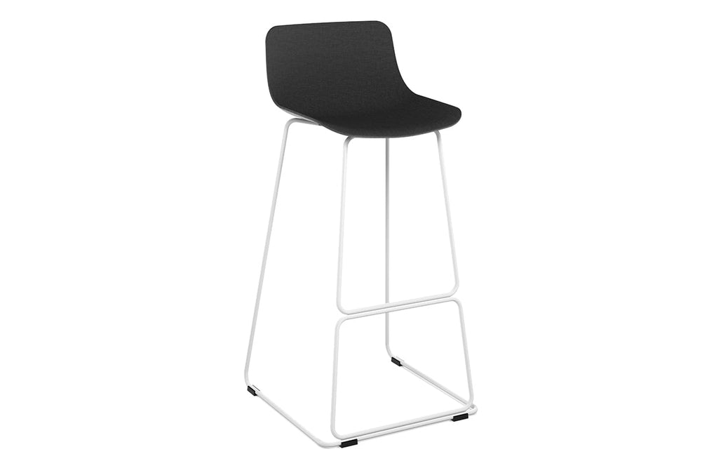 Wave Fabric Bar and Counter Stool Sled Base - 760mm Seat Height-white leg dark grey 