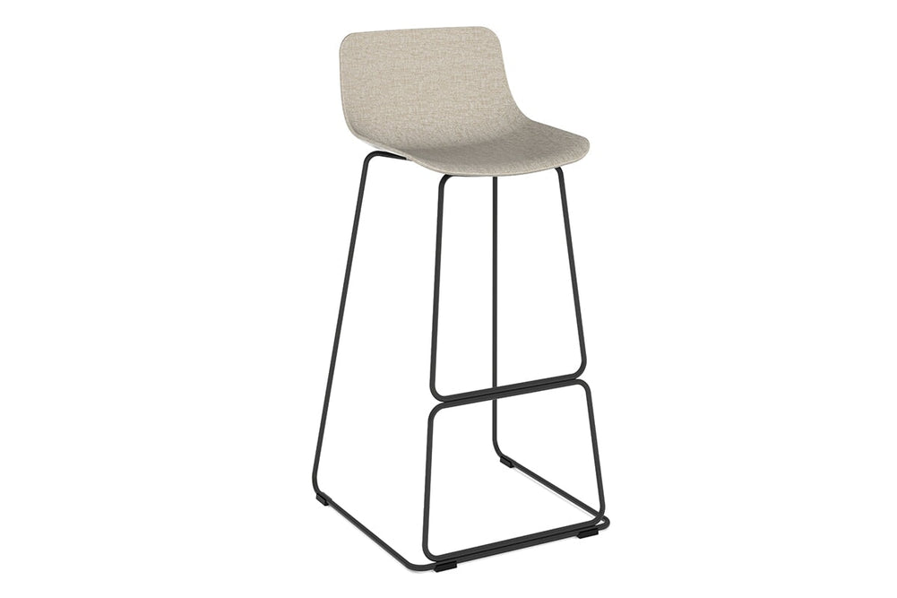 Wave Fabric Bar and Counter Stool Sled Base - 760mm Seat Height-black leg cream 