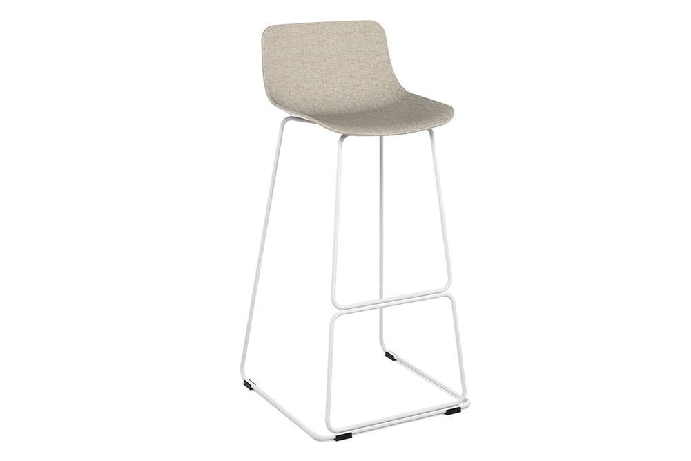Wave Fabric Bar and Counter Stool Sled Base - 760mm Seat Height-white leg cream 